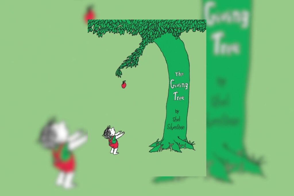 &#8220;The Giving Tree&#8221; tem uma estrutura com frases simples, vocabulário direto e repetitivo, o que ajuda na compreensão (Imagem: Divulgação | Editora HarperCollins Publishers)