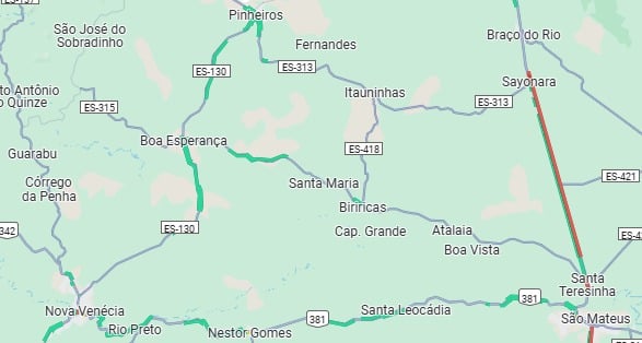 Mapa das rodovias alternativas para quem precisa seguir viagem durante interdição na BR 101, em São Mateus