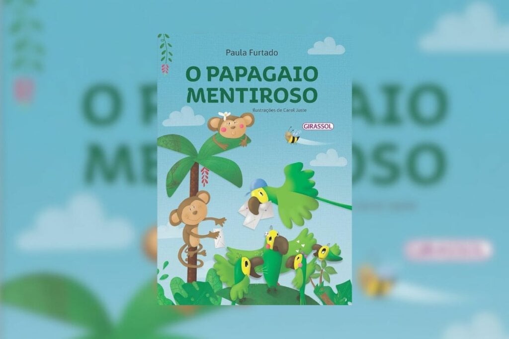 &#8220;O Papagaio Mentiroso&#8221; traz à tona assuntos como confiança, honestidade e as consequências dos próprios atos de uma forma acessível (Imagem: Divulgação | Editora Girassol)