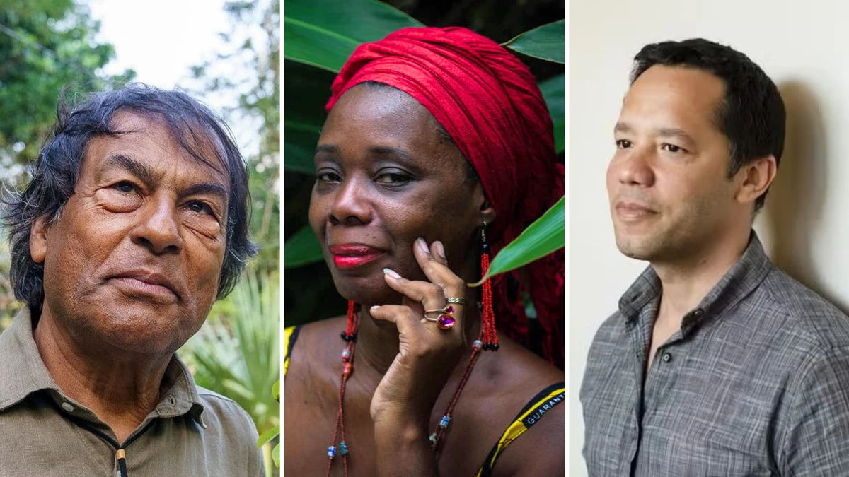 Escritores Ailton Krenak, Teresa Cardenas e Vieira Junior