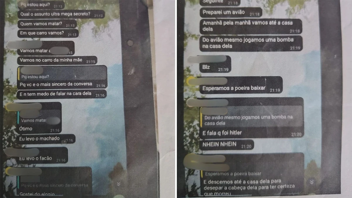 Mensagens trocadas pelos estudantes em grupo de mensagem