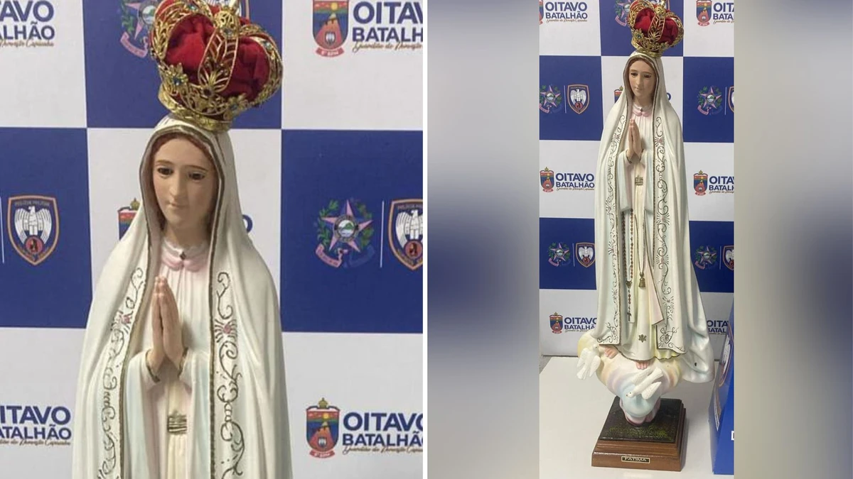 Imagem de Nossa Senhora de Fátima foi levada por suspeito, e recuperada logo depois