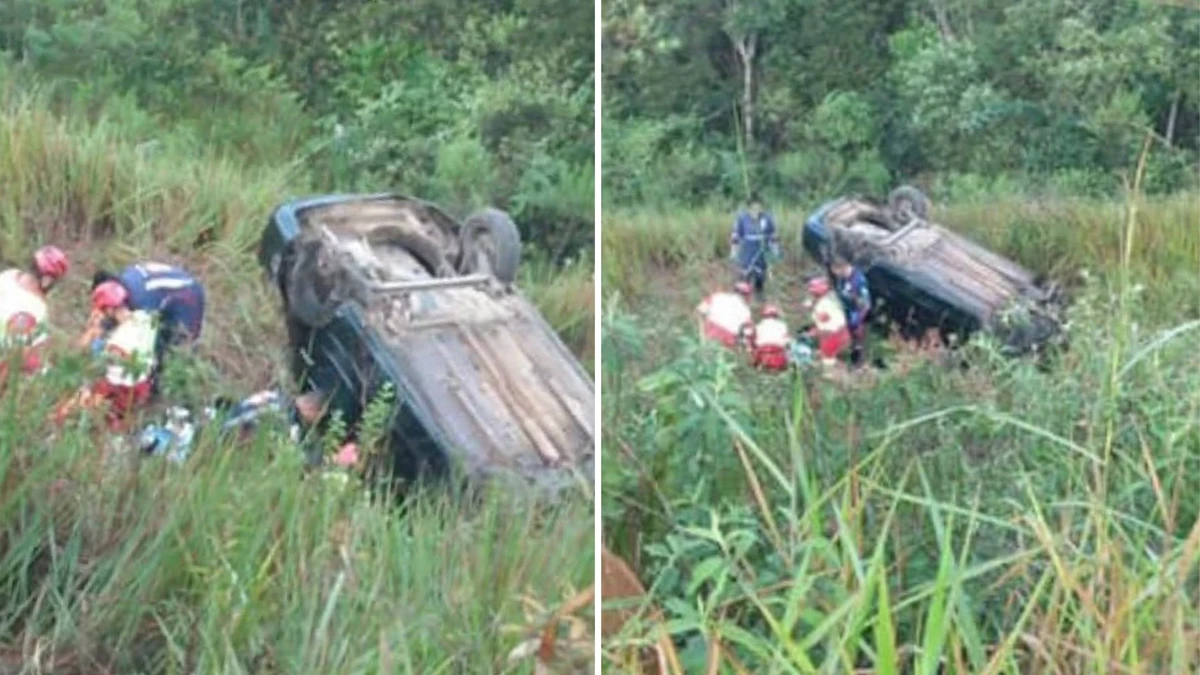 Carro capota e deixa dois feridos graves na BR 101 em Ibiraçu