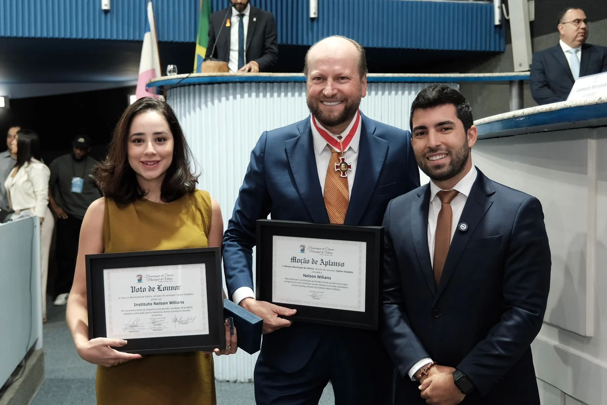  Camila Fernandes, sócia do escritório Nelson Wilians Advogados, CEO Nelson Wilians e Aylton Dadalto, vereador de Vitória.