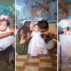 Tema escolhido para a comemoração foi "Arca de Noé"; Elivanda Brandão e o marido Rulian Dias sobreviveram à enchente que atingiu Mimoso do Sul em março de 2024