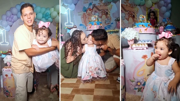 Tema escolhido para a comemoração foi "Arca de Noé"; Elivanda Brandão e o marido Rulian Dias sobreviveram à enchente que atingiu Mimoso do Sul em março de 2024