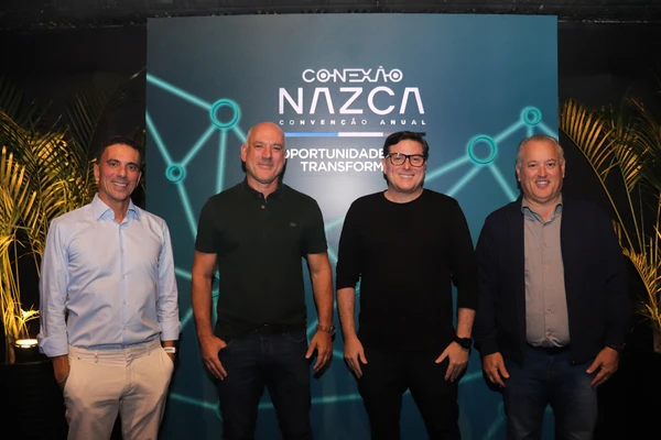 Os empresários Leo Castro, Márcio Abaurre, Breno Peixoto, Wilson Calmon - Conexão Nazca - Convenção  anual da incorporadora que aconteceu na última quinta-feira, dia 08, no Le Buffet Master, em Vitória 
