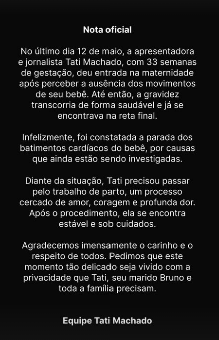 Tati Machado perde bebê