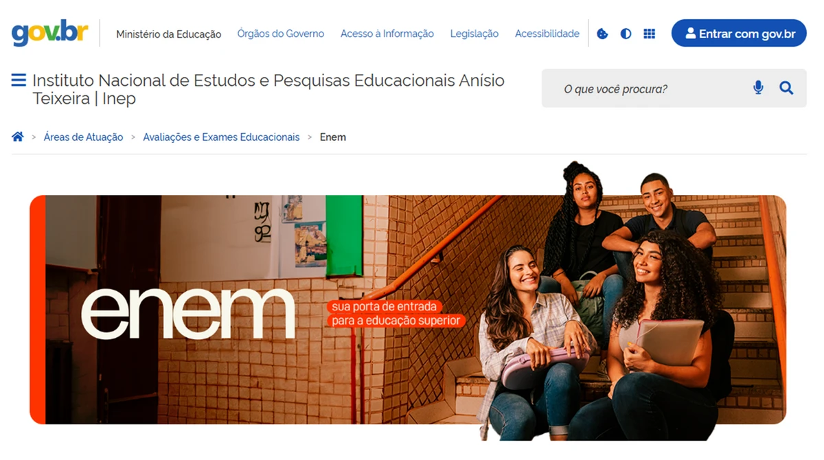 Site oficial do Enem: páginas imitam layout
