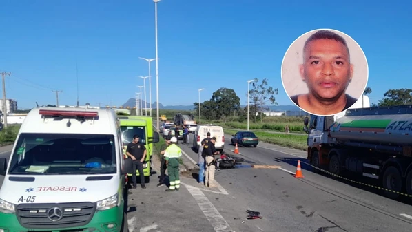Anderson da Silva Rocha, de 46 anos, estava de moto quando colidiu na lateral de um caminhão, no km 276,3 do trecho da BR 101