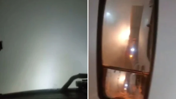 Motorista gravou vídeo mostrando dificuldade de enxergar por conta da neblina, que comprometeu a fluidez do trânsito na comunidade de Beija Flor, na noite de segunda-feira (19)