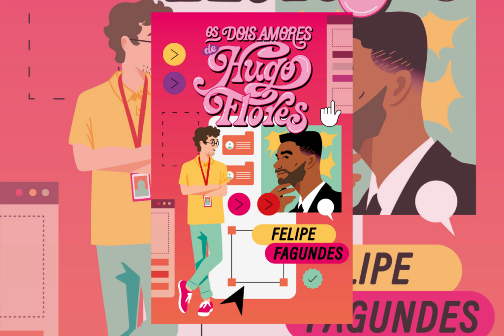 No livro &#8220;Os dois amores de Hugo Flores&#8221;, o protagonista precisa desenvolver um aplicativo de relacionamento sem nenhuma experiência amorosa (Imagem: Reprodução digital | Editora Paralela)