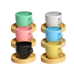 Jogo 6 Xicara Colorida Porcelana Cafe Expresso C/ Pires