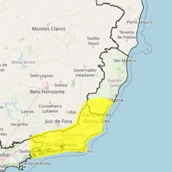 Aviso é do Instituto Nacional de Meteorologia (Inmet) e está vigente até a manhã de sábado (24), abrangendo trinta municípios capixabas