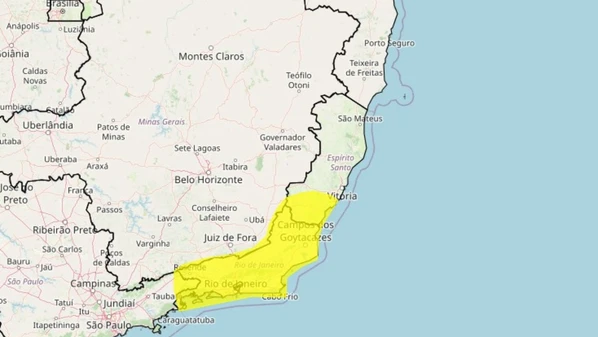 Aviso é do Instituto Nacional de Meteorologia (Inmet) e está vigente até a manhã de sábado (24), abrangendo trinta municípios capixabas