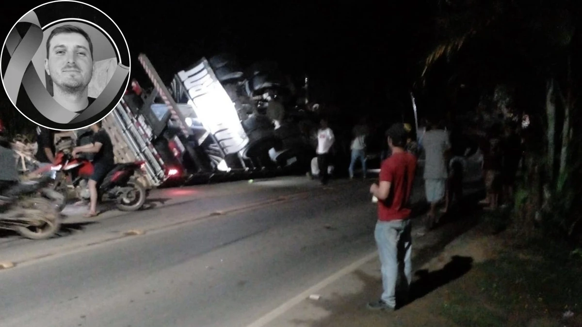 Motociclista morre após carga de caminhão tombado cair sobre ele em SantaTeresa 
