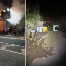 Polícia Militar afirma que precisou disparar tiros de bala de borracha para dispersar os saqueadores; fato ocorreu na BR 101, em Mimoso do Sul