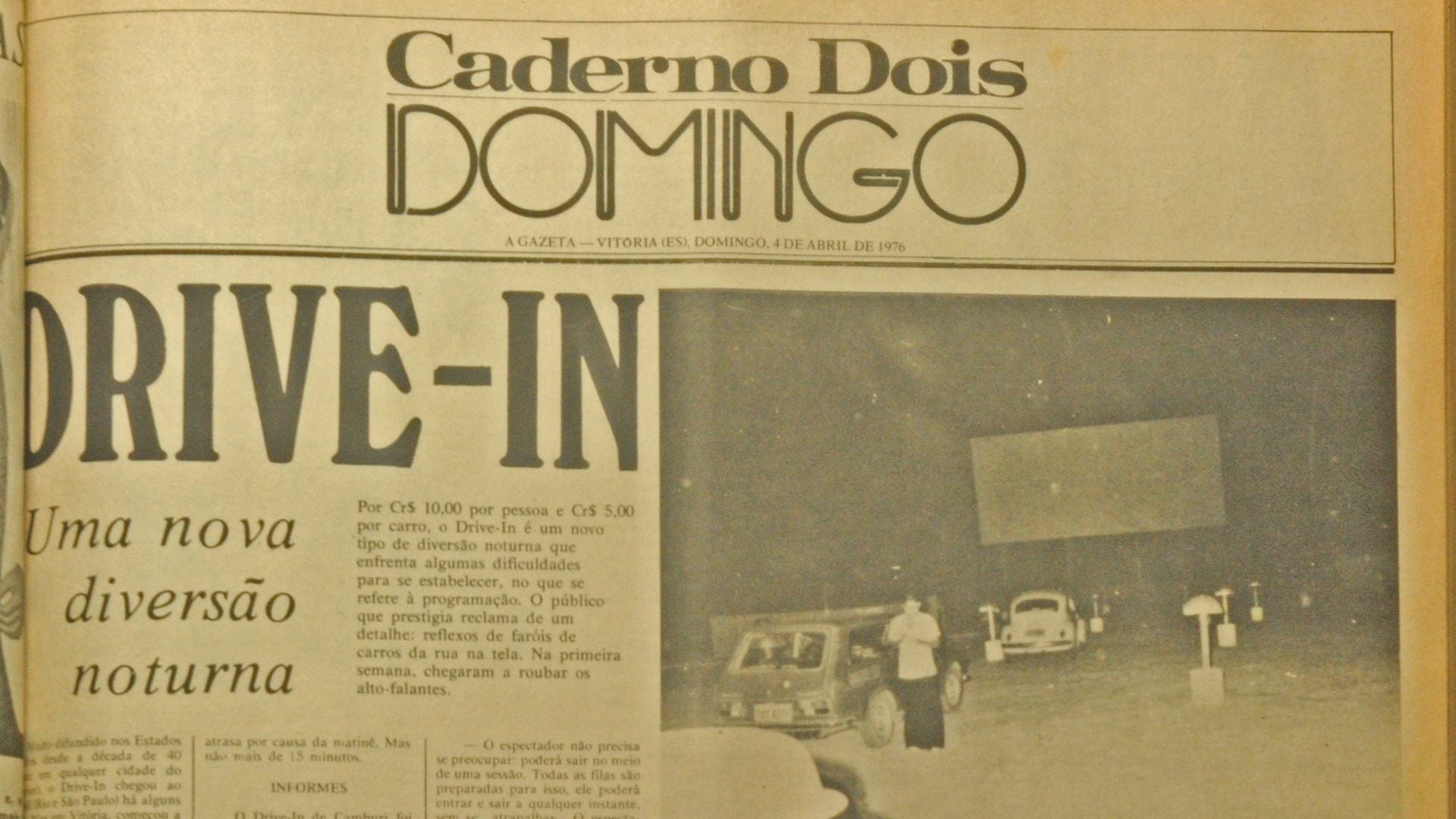 Página do extinto Caderno Dois de A Gazeta em abril de 1976