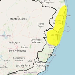 Volume pode alcançar 50 milímetros no dia; aviso meteorológico é válido para mais de 20 municípios