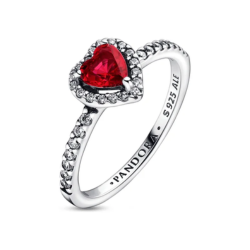 Anel Coração Vermelho Elevado Pandora 