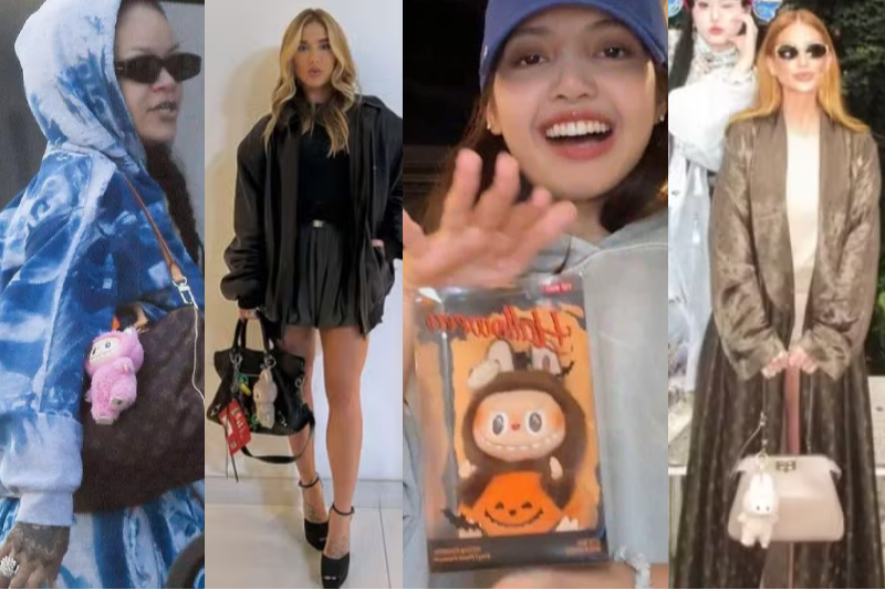 Celebridades como Rihanna, Virgínia, Lisa até Marina Ruy Barbosa aderem à trend dos Labubus. Crédito: Reprodução: Internet