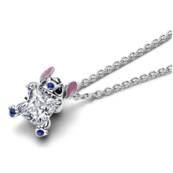 Colar De Prata Disney Stitch Brilhante 