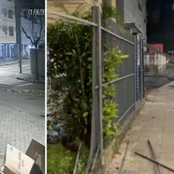 Impacto foi tão forte que destruiu parte da estrutura metálica que cercava o Edifício Saint Gean, localizado na Avenida Aristóbulo Barbosa Leão; caso é investigado