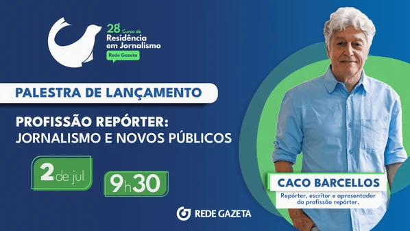 O jornalista desembarca em Vitória para compartilhar sua trajetória e experiências em evento que marca o lançamento da 28ª edição do Curso de Residência de Jornalismo da Rede Gazeta.