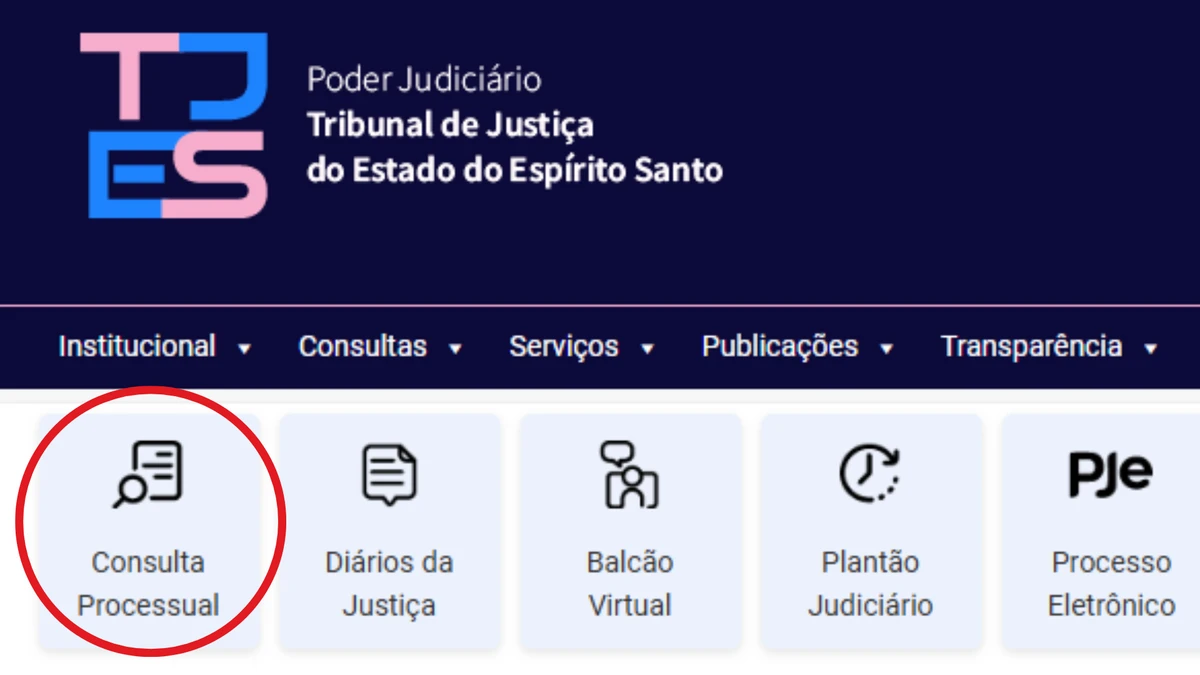 Aba circulada mostra portal para consultas no Poder Judiciário do Espírito Santo