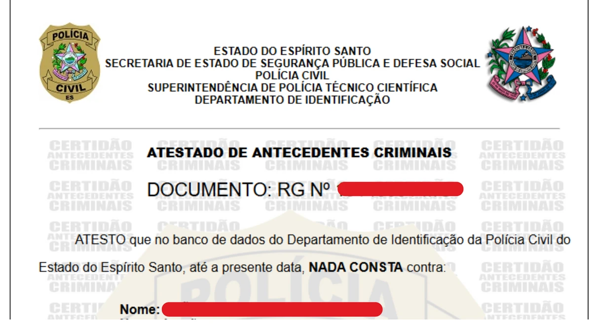 Portal da Sesp pode exibir atestado de antecedentes criminais