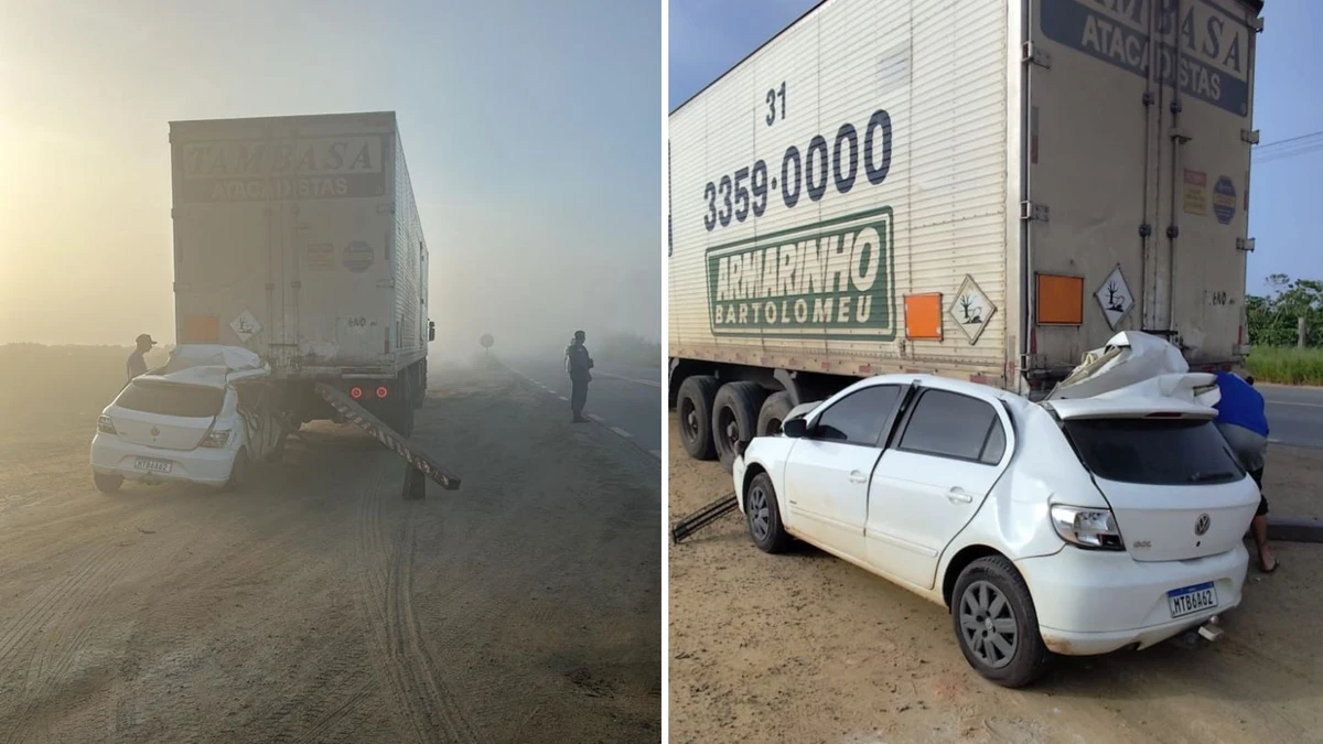 Motorista do carro sofreu escoriações leves após acidente na ES 220, em Vila Pavão