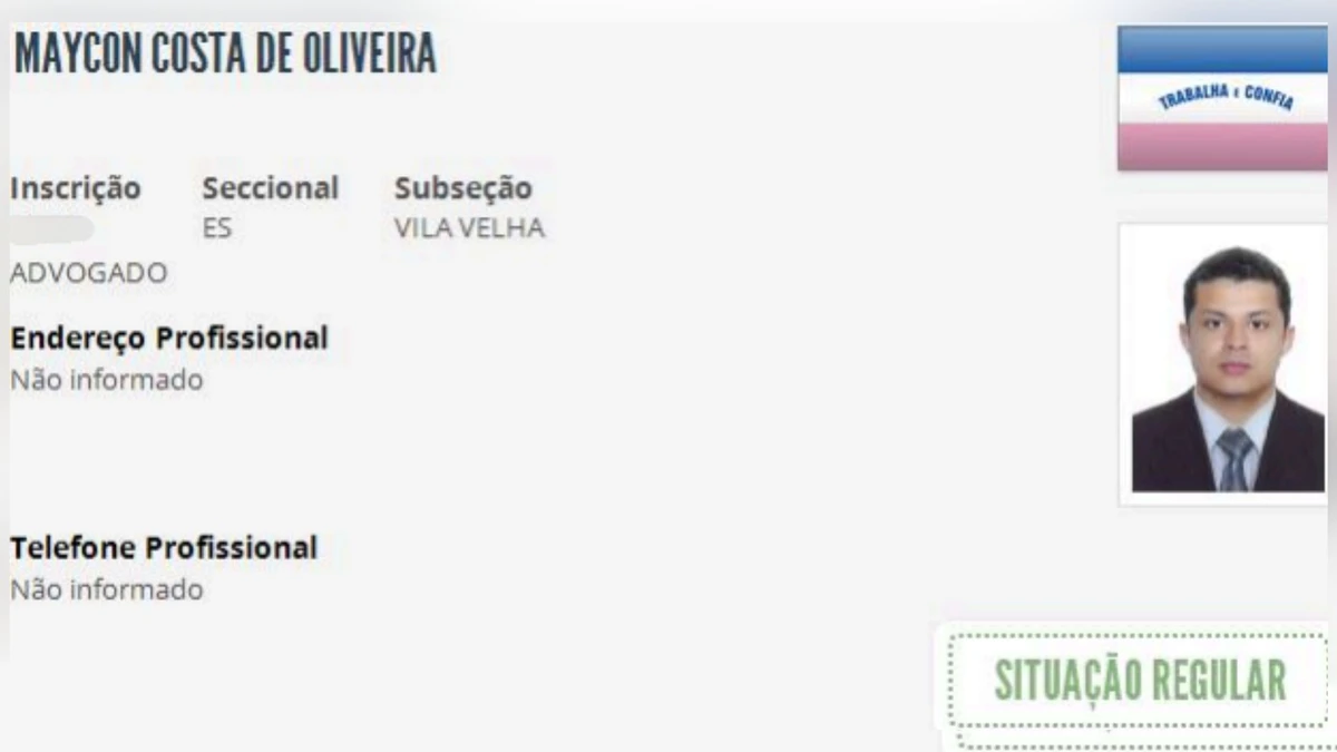 Situação do registro do Advogado segue 'Regular' no site do órgão