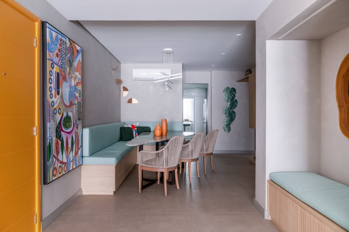 O canto alemão é a escolha perfeita para criar espaços versáteis e funcionais (Projeto: Cristiane Schiavoni Arquitetura e Decoração | Imagem: Rafael Renzo)