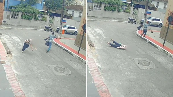 Vítima caiu com o rosto no asfalto; vizinhos chamaram o Serviço de Atendimento Móvel de Urgência (Samu/ 192), que constatou que ela teve escoriações