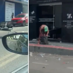 Ataque a escritório ocorreu nessa terça-feira (10). Suspeito foi preso e autuado em flagrante por ameaça, violação de domicílio, dano qualificado e praticar vias de fato