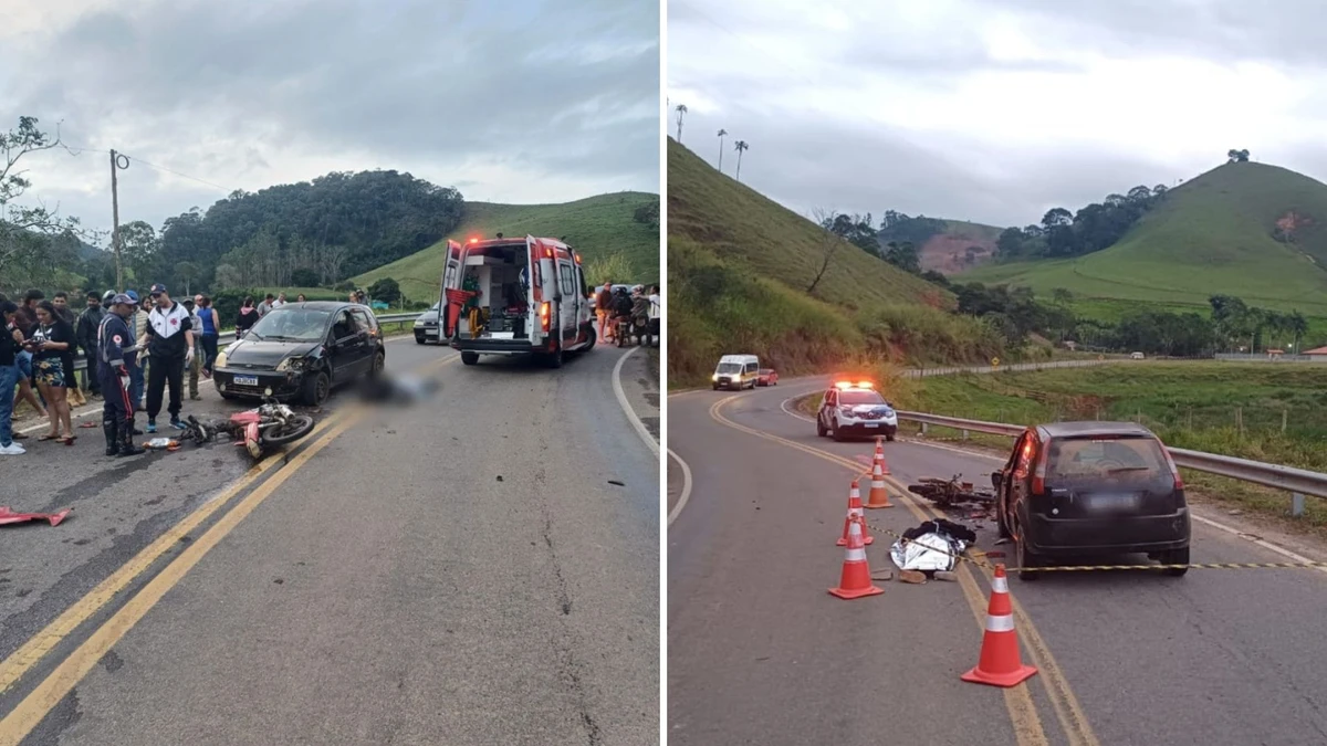 Motociclista morre após bater de frente com carro em Divino de São Lourenço