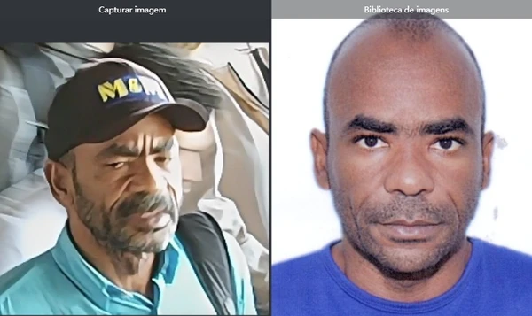 Wanderli Albano no sistema de reconhecimento e em uma das fotos do banco de dados da Sesp