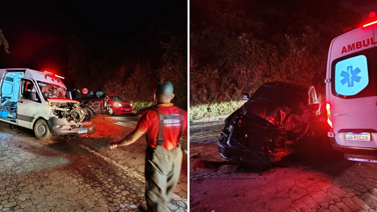 Acidente envolvendo três veículos deixou cinco pessoas feridas na noite desta sexta-feira (13), na BR 262, em Viana
