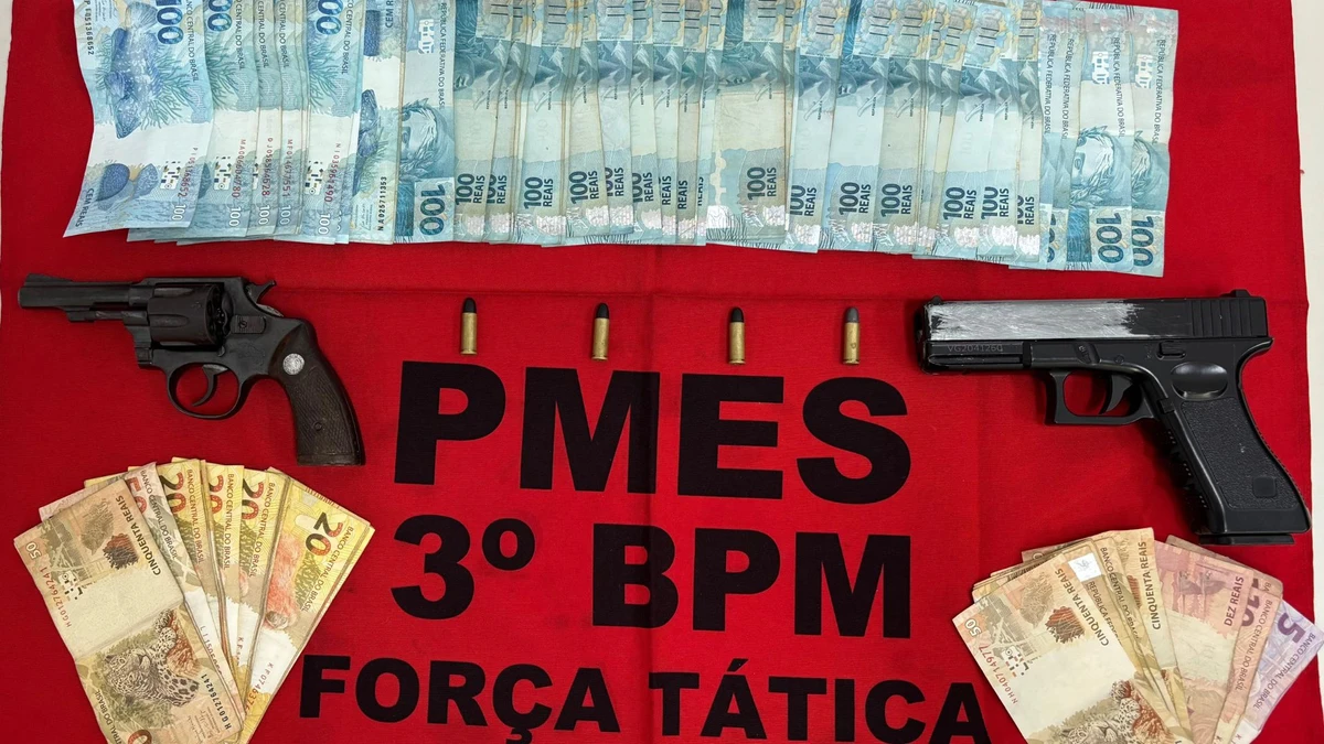 Duas armas e cerca de R$6 mil foram apreendidos em Alegre, no Sul do ES