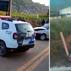 Motociclista de 23 anos sofreu fratura exposta na perna direita e ficou em estado de choque; ele foi levado ao Hospital Santa Casa de Misericórdia de Cachoeiro de Itapemirim