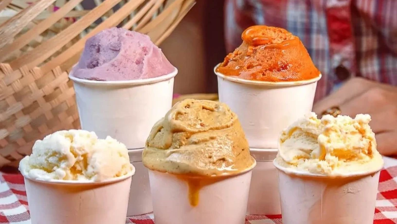 Gelatos juninos da sorveteria Dom Eli, em Jardim da Penha
