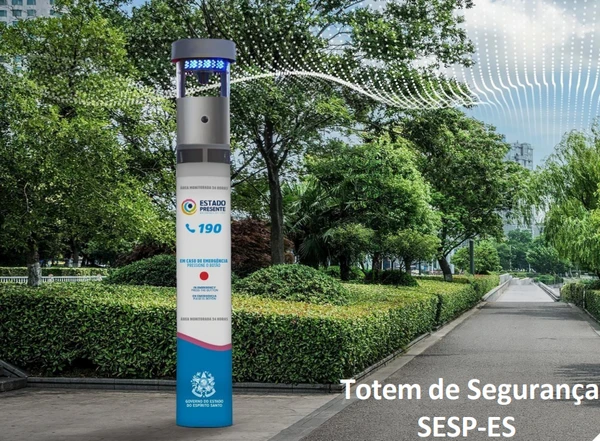 Modelo de como vai ser totem de segurança que será instalado em seis cidades da Grande Vitória