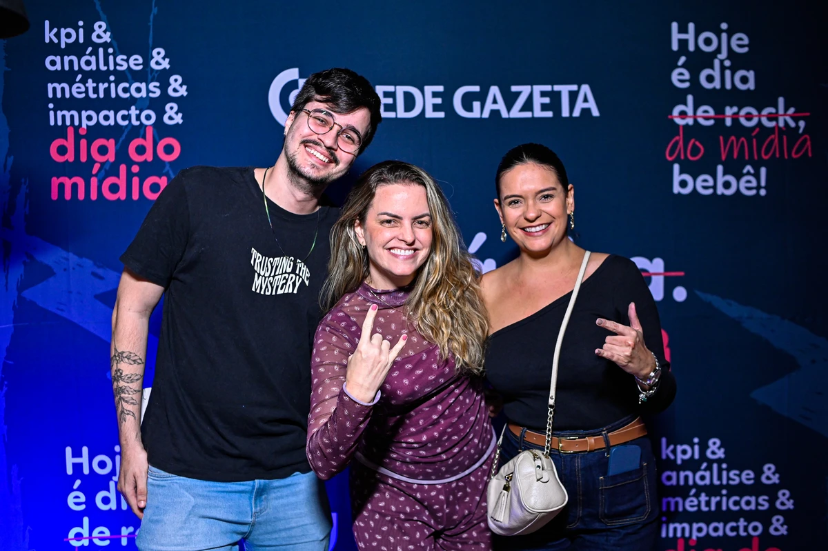 Analista de Marketing da Rede Gazeta, Pedro Marinho, gerente de Marketing da Rede Gazeta, Carla Sobreira; coordenadora de Comunicação Mercadológica da Rede Gazeta, Lara Rosado 