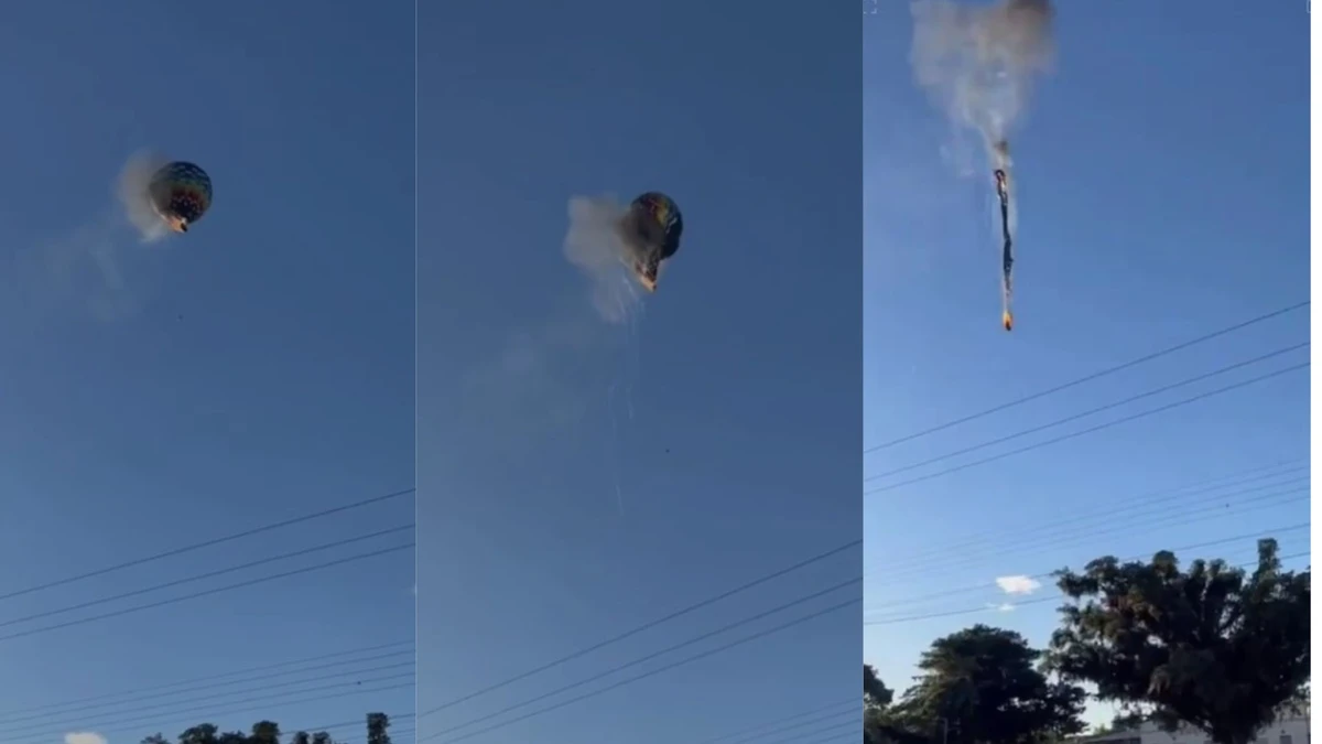 Imagens mostram queda de balão em Santa Catarina