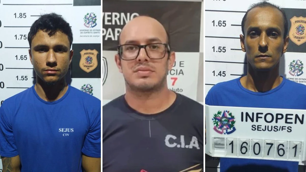Arthur Luppi, Arthur Barros e Eferson Ferreira (da esquerda para a direita) estão presos por suspeita de envolvimento na morte de empresário em Vila Velha.