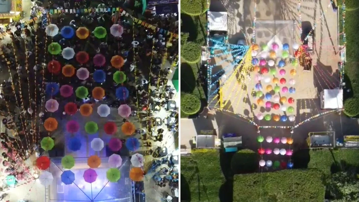 Guarda-chuvas decorativos foram roubados em praça de Muqui, no Sul do ES