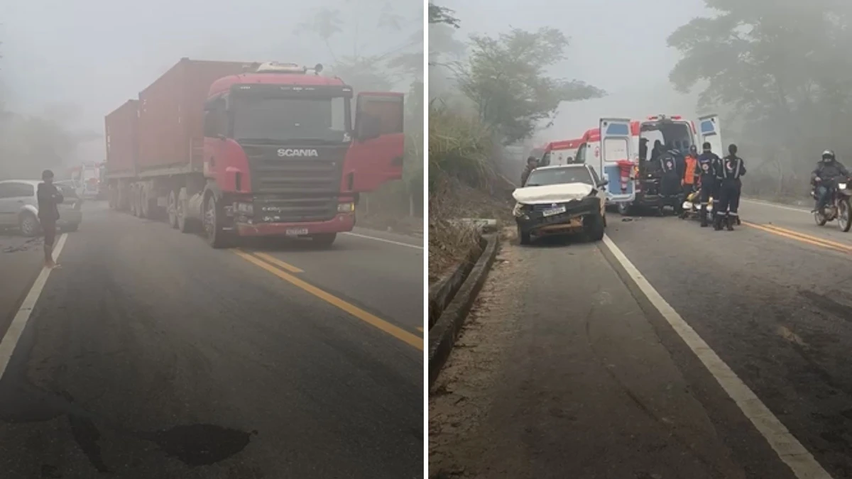 Acidente com 5 veículos deixa dois feridos em Barra de São Francisco