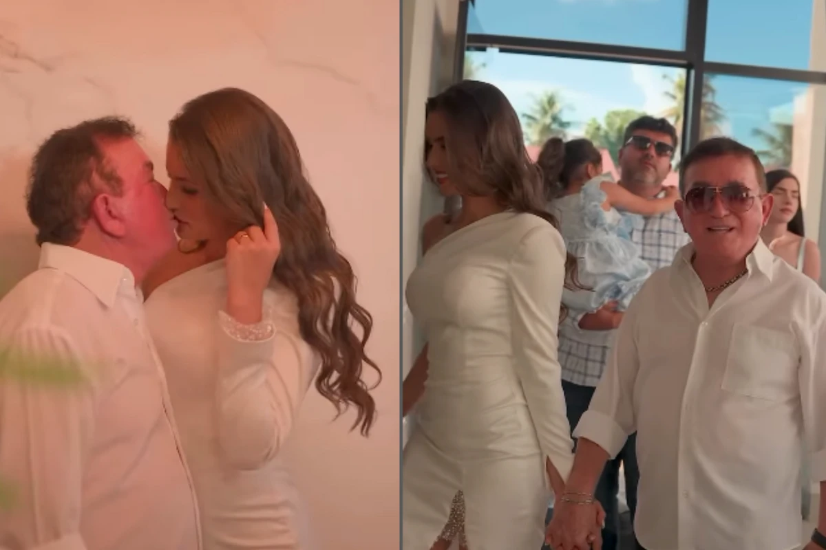 Amado Batista e a esposa Calita Franciele, de 23 anos