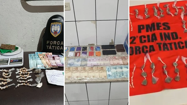 Drogas foram encontradas em ações da Polícia Militar em Boa Esperança, Nova Venécia e Conceição do Castelo, entre a noite de sexta-feira (27) e a madrugada deste sábado (28)
