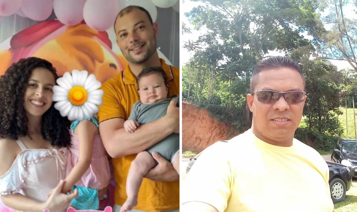  esquerda: Walace, Mariana e o beb Thales.  direita, Francisco direita